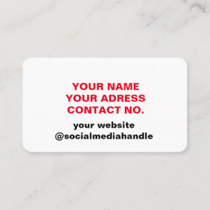business custom logo name simple white red blue card