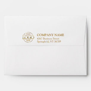 Business Custom Logo White Gold Return Address Envelope