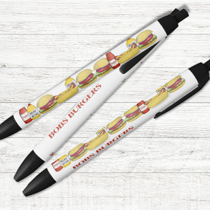 Business Custom Restaurant Hamburger Black Ink Pen