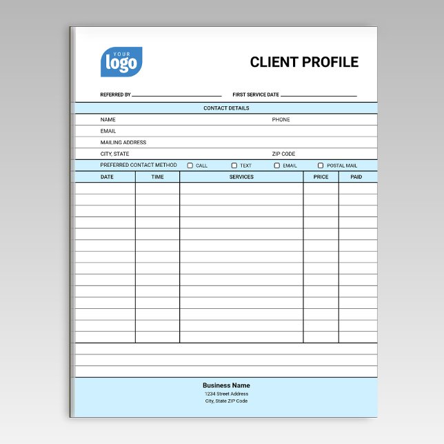 Business Customer Client Profile Sheet Notepad (Creator Uploaded)