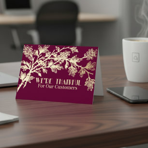Business Customers Thanksgiving — Thankful For You Foil Holiday Card