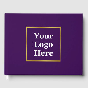 Business Dark Purple & Gold Elegant Your Logo Here Guest Book
