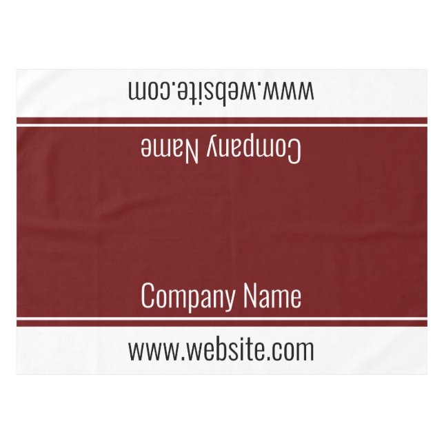 Business Dark Red White Company Name Website Text Tablecloth (Front (Horizontal))