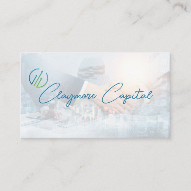 Business Deal Hand Shake | Financial Charts Business Card (Front)