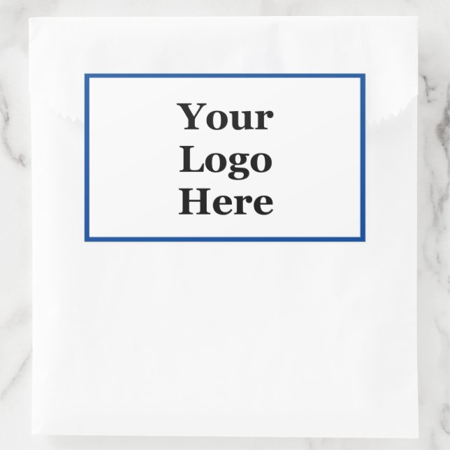 Business Deep Blue and White Your Logo Template Rectangular Sticker (Bag)