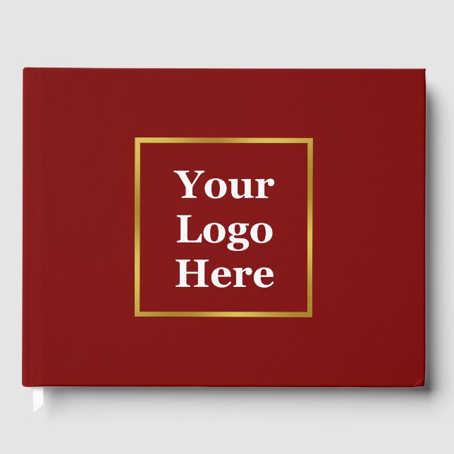 Business Deep Red and Gold Elegant Your Logo Here Guest Book (Front)