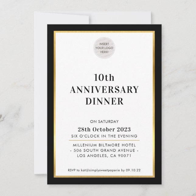 BUSINESS DINNER logo modern black gold Invitation (Front)