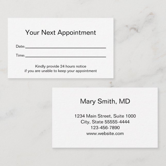 Business Doctor's Office Appointment Reminder Card (Front/Back)