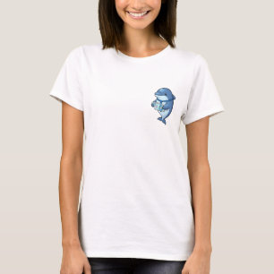 Business Dolphin Holding a Tablet with a Confident T-Shirt