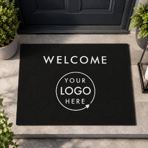 Business Doormat Welcome Logo Entryway Black Mat
