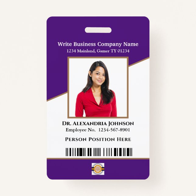 Business Employee Bar Code Logo ID Identification  ID Badge (Front)