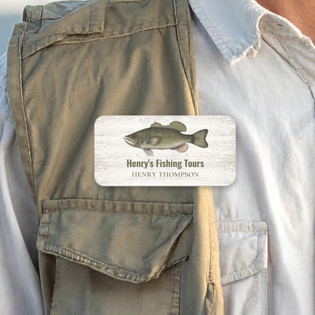 Business Employee Name Fishing Custom Name Tag (Fishing Business Custom Name Tag.)