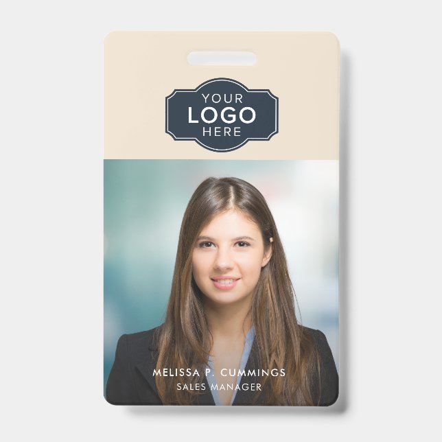 Business Employee Photo ID with QR Code Custom Badge (Front)