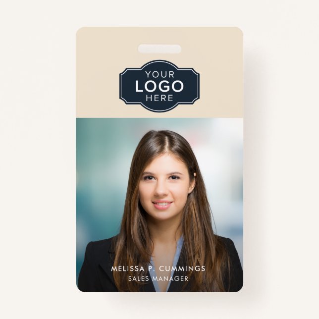 Business Employee Photo ID with QR Code Custom ID Badge (Front)