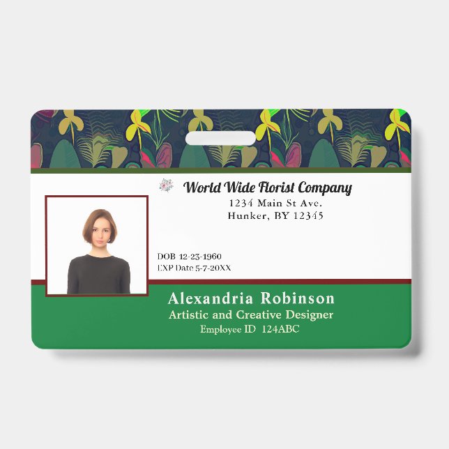 Business Employee Photo Logo Personalise ID Badge (Front)