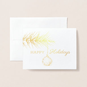 Business employee pine tree Christmas holiday Foil Card