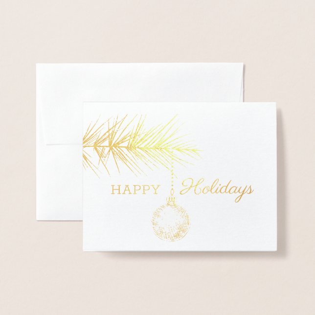 Business employee pine tree Christmas holiday Foil Card (Front With Envelope)
