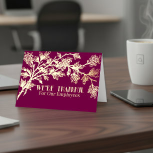 Business Employees Thanksgiving — Thankful For You Foil Holiday Card