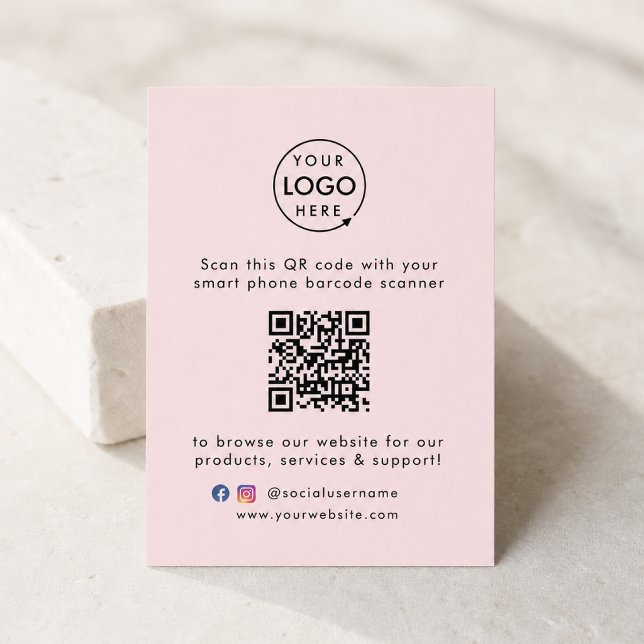 Business Enclosure Card | QR Code Insert Handout (This versatile card can easily be updated with your company logo, QR code, social media & website!)