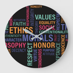 "Business Ethics" No Numbers Large Clock