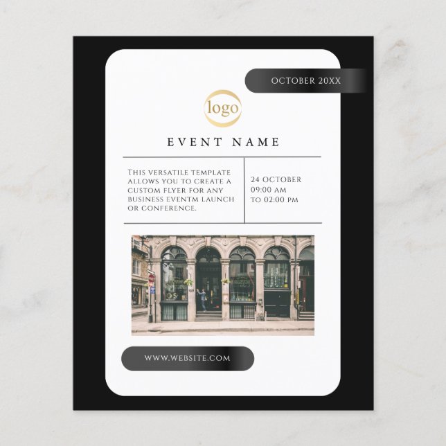 Business Event Black Professional Minimalist  Flyer (Front)