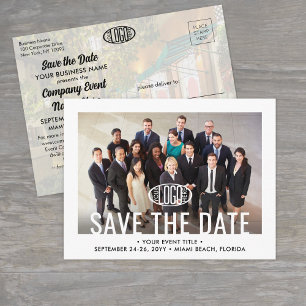Business Event Company Logo & Photo Save the Date Announcement Postcard