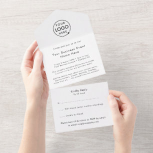 Business Event Minimalist Clean Simple White All In One Invitation