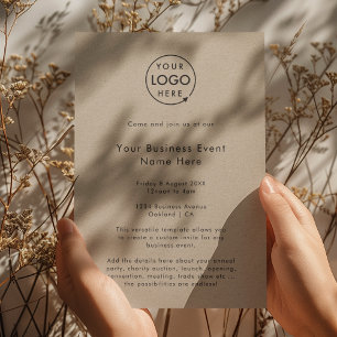 Business Event   Rustic Kraft Professional Logo Invitation