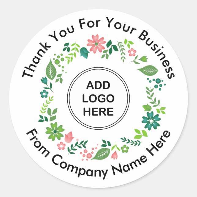 Business Floral Logo Template Thank you Stickers (Front)