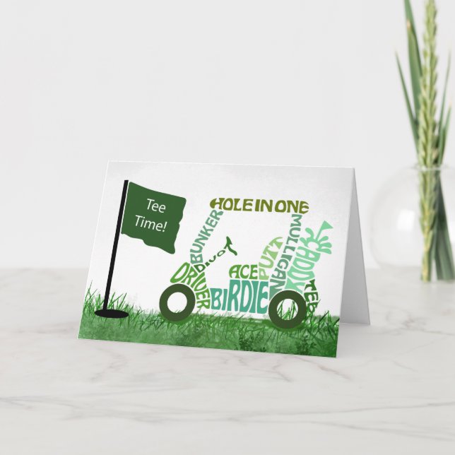 Business For Anyone Birthday Tee Time Golf Cart Card (Front)