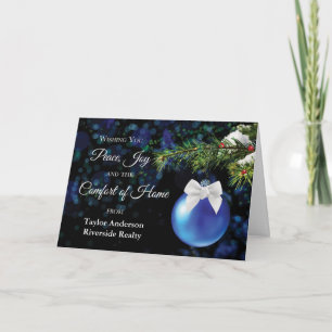 Business From Realtor Custom Name Christmas Blue Card