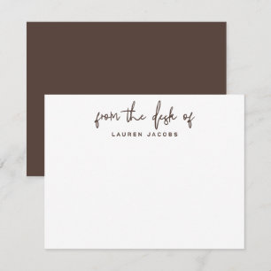 Business From The Desk Of Rustic Brown Stationery Card