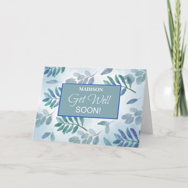 Business Get Well Branches Blue Green Card (Front)