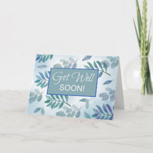 Business Get Well Soon Branches Blue Green Card