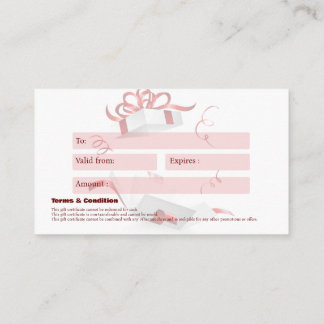 Business gift certificate $100