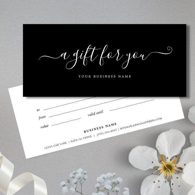 Business Gift Certificate Black and white (Black and White Business Gift Certificates)