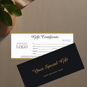Business Gift Certificate   Black & Gold Voucher