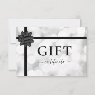 BUSINESS GIFT CERTIFICATE   Bow   Silver Glitter