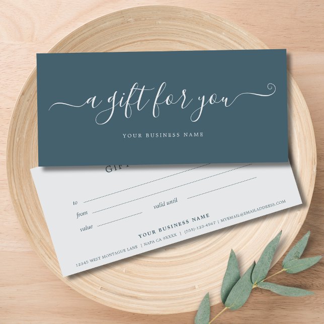 Business Gift Certificate Elegant Simple (Blue Gray Business Gift Certificate)