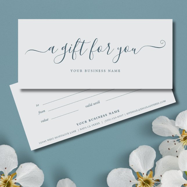 Business Gift Certificate Elegant Simple (Gray Blue Gift Certificate)