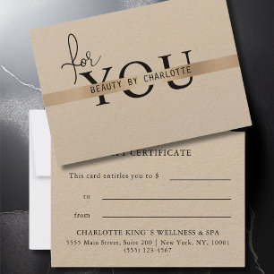 BUSINESS GIFT CERTIFICATE   For you!