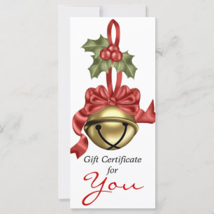 Business Gift Certificate Gold Bell Red Ribbon