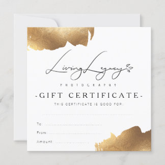 BUSINESS GIFT CERTIFICATE | Gold Brush Minimalist
