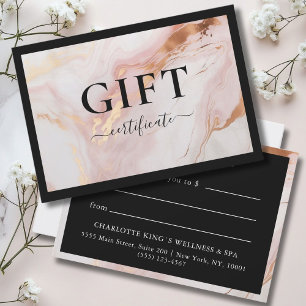 BUSINESS GIFT CERTIFICATE   MARBLE GOLD BLUSH