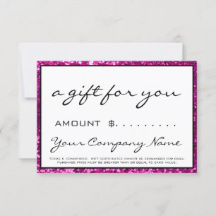 Business Gift Certificate Purple Pink White Logo