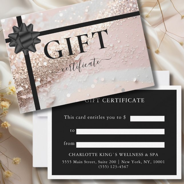 BUSINESS GIFT CERTIFICATE | Ribbon | Glitter (PERSONALIZED BUSINESS GIFT CERTIFICATE | Ribbon | Glitter)