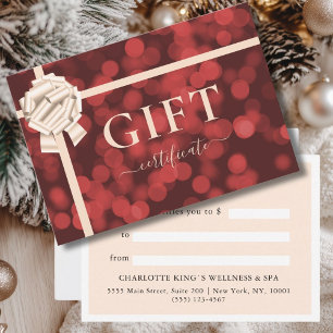 BUSINESS GIFT CERTIFICATE   Ribbon   Red Glitter