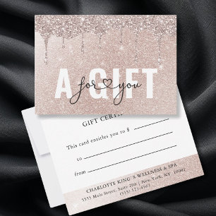 BUSINESS GIFT CERTIFICATE Rosegold Glitter Drop