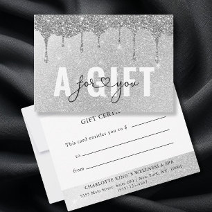 BUSINESS GIFT CERTIFICATE   Silver Glitter Drop