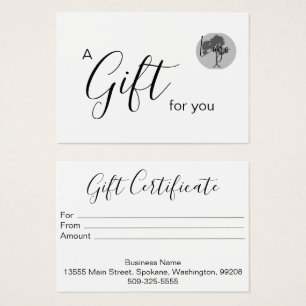 Business Gift Certificate with logo